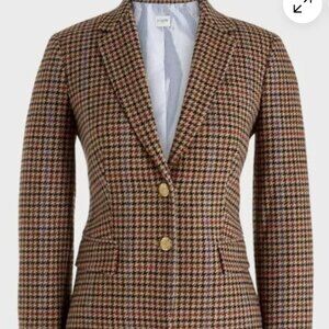 NWOTJ. Crew Factory Houndstooth Patterned Schoolboy Blazer In Wool Blend Size 12